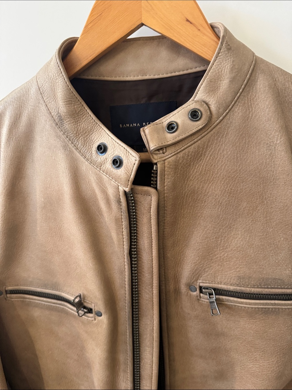 Banana Republic Tan Leather Bomber Jacket - Picture 7 of 11